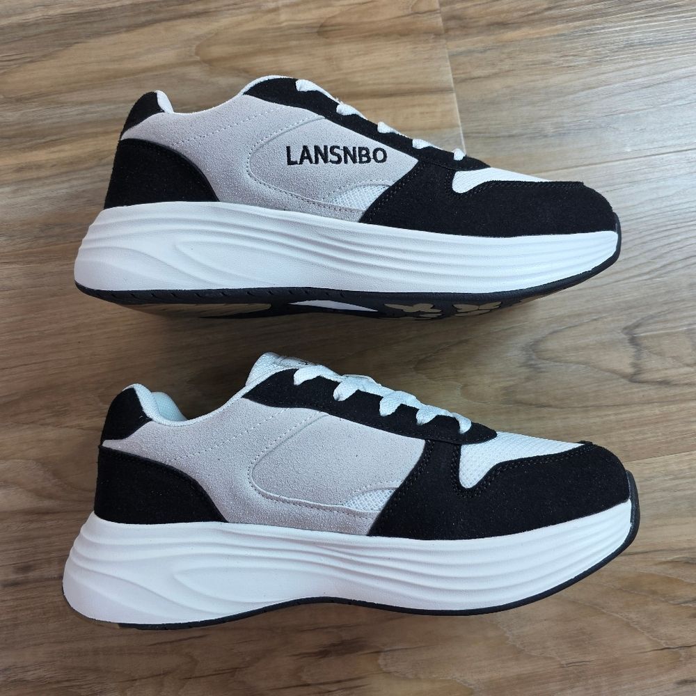 🩵NIB Black & White Cushioned Cross-Training Athletic Shoes Size 8 - Picture 3 of 13